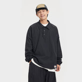 Unisex Jacket Retro Pullover Sports Jacket Loose Outdoor Polo Collar Top